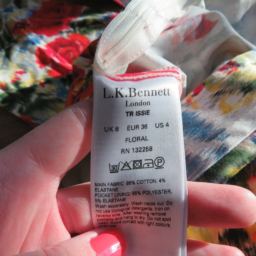 L.K. BENNETT TR Issie Bright Floral Cottagecore Capri Cropped Pants - Size US 4 - Picture 13 of 13